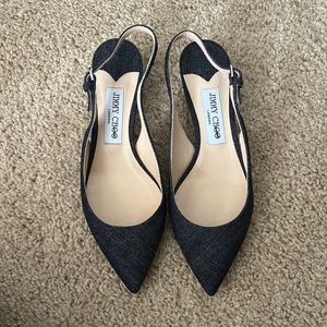 Jimmy Choo denim low block heel 7